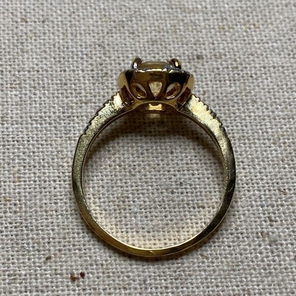 💛 925 & 14k Yellow Gold Plated Citrine & Diamond Halo Ring - Picture 7 of 8